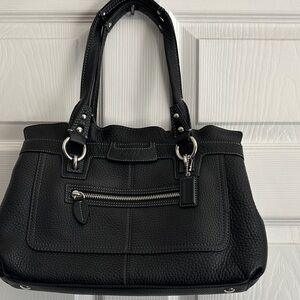 Coach Black Pebbled Leather Tote hand bag  with Silver Hardware vintage Y2K